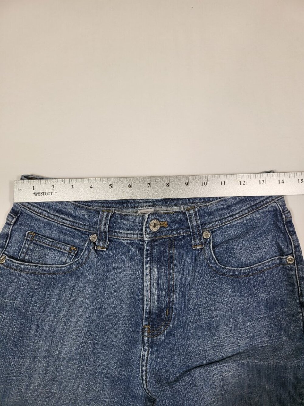 hico's Platinum Facet SH Jean Size 0 Short Blue Bootcut Stretch Denim - Picture 11 of 14